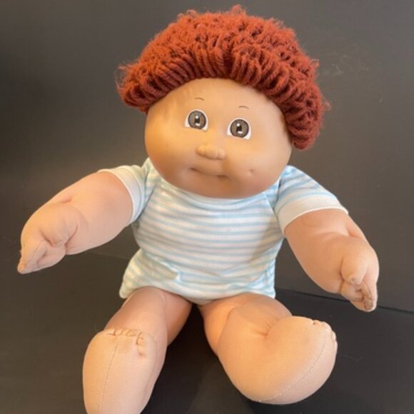 Vintage Boy Cabbage Patch Kid - Red Curly Hair & Striped Shirt - Picture 1 of 7
